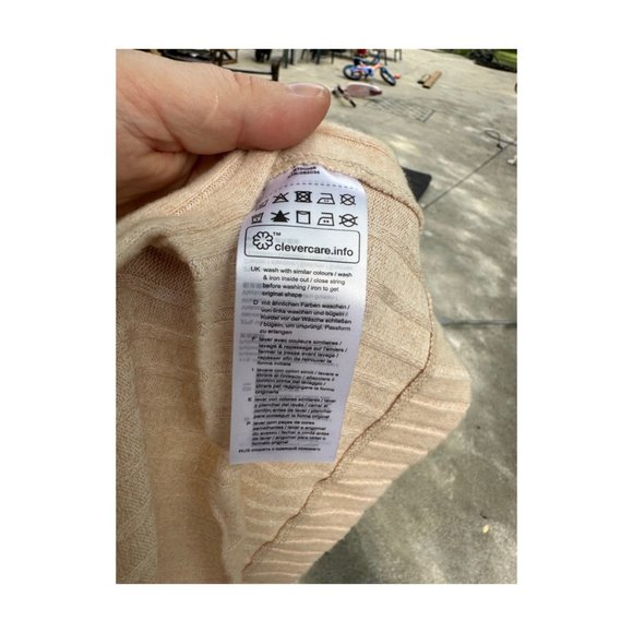 EDC Esprit Knit Tunic Smock Top Shirt Neutral Ivory Turtleneck Open Sides Tie Cl - Picture 11 of 14